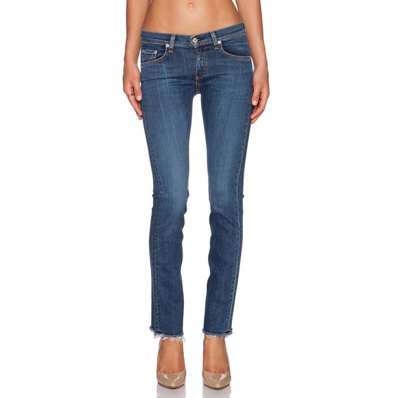 Rag & Bone Straight Leg Jeans in Clean La Paz Frayed Hem Blue Women's Size 29 - Picture 1 of 12